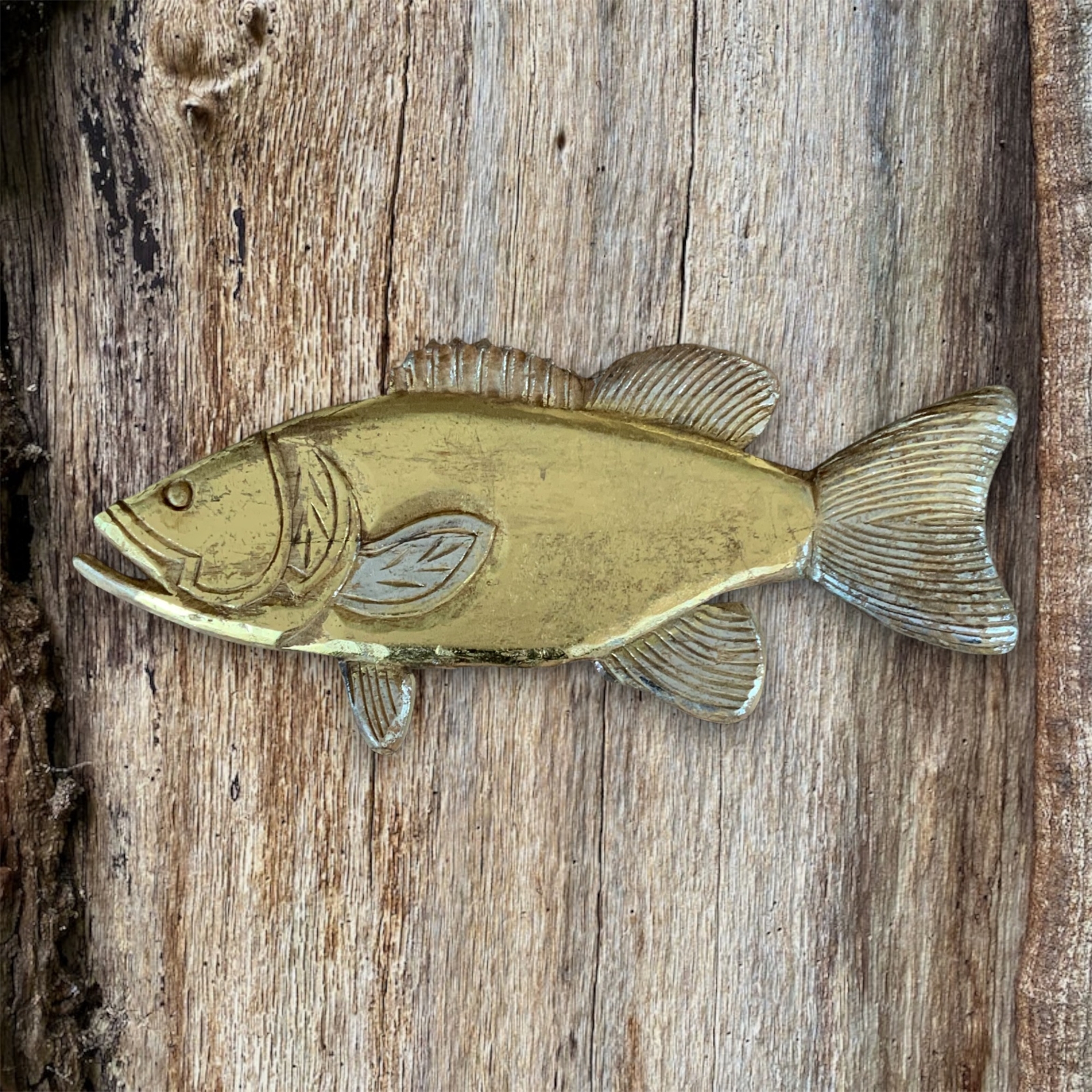 Grouper Wall Hanging Fish -Natural with Gold and S